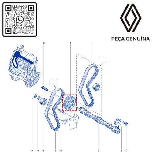 RN 739336-O 130248035R POLIA DO COMANDO DE VALVULAS D7DD7F 1.0 8VK7M 1.6 8V - 4